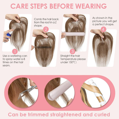 Haartopper Echthaar Schwarz mit Wispy Pony – Clip-In für Dünnes Haar