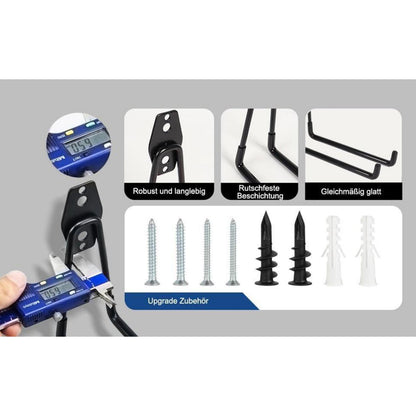 12er Pack Garagenhaken für Werkzeug, Fahrrad & Leiter (Schwarz)