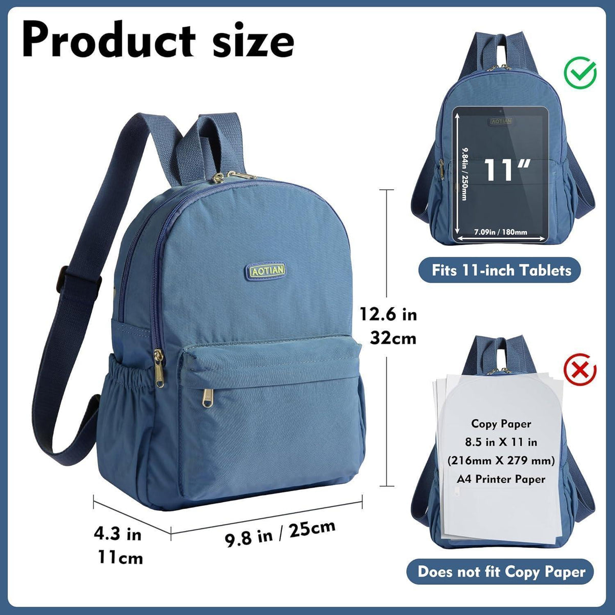 Leichter Damen Wander Rucksack, wasserabweisend, hellblau-klein