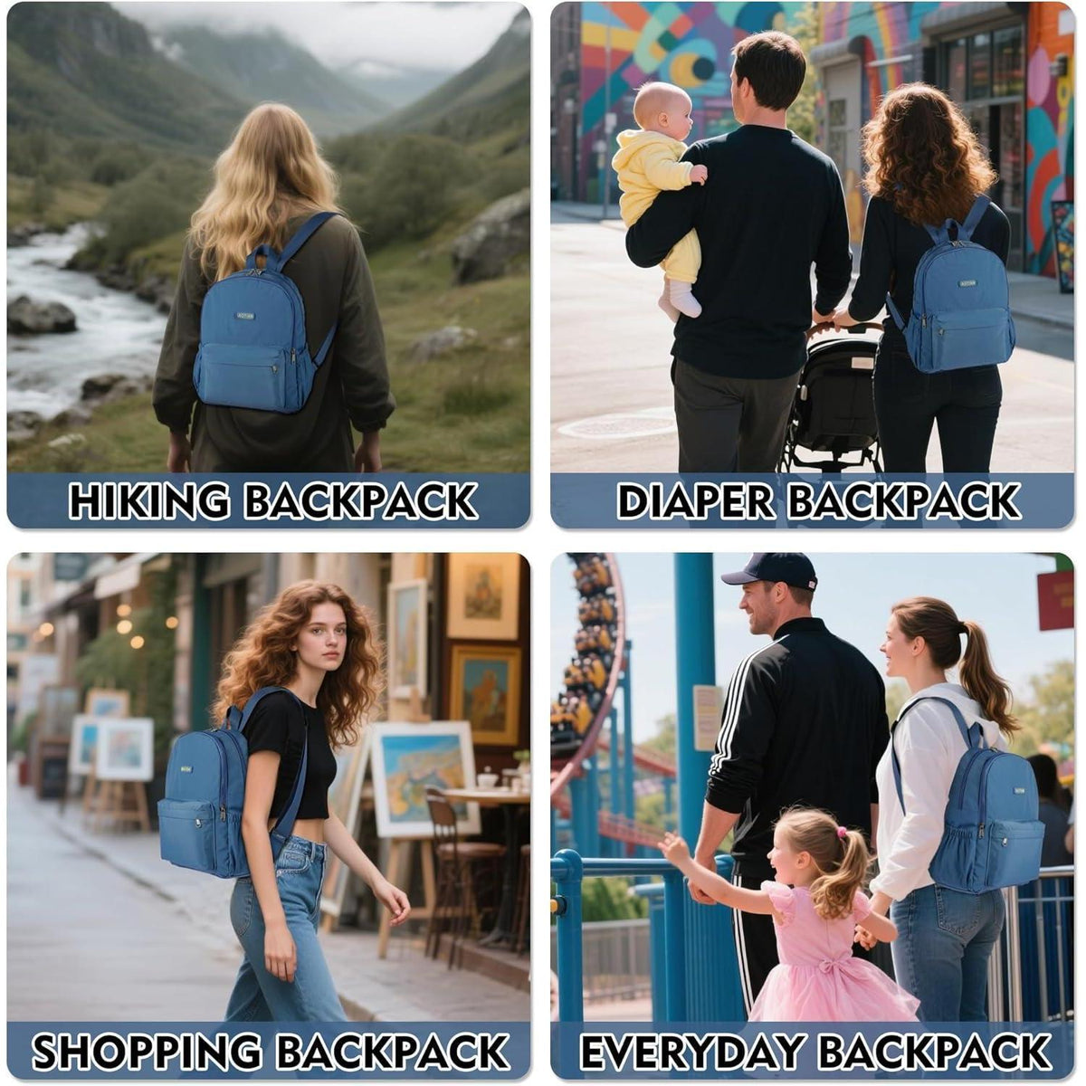 Leichter Damen Wander Rucksack, wasserabweisend, hellblau-klein