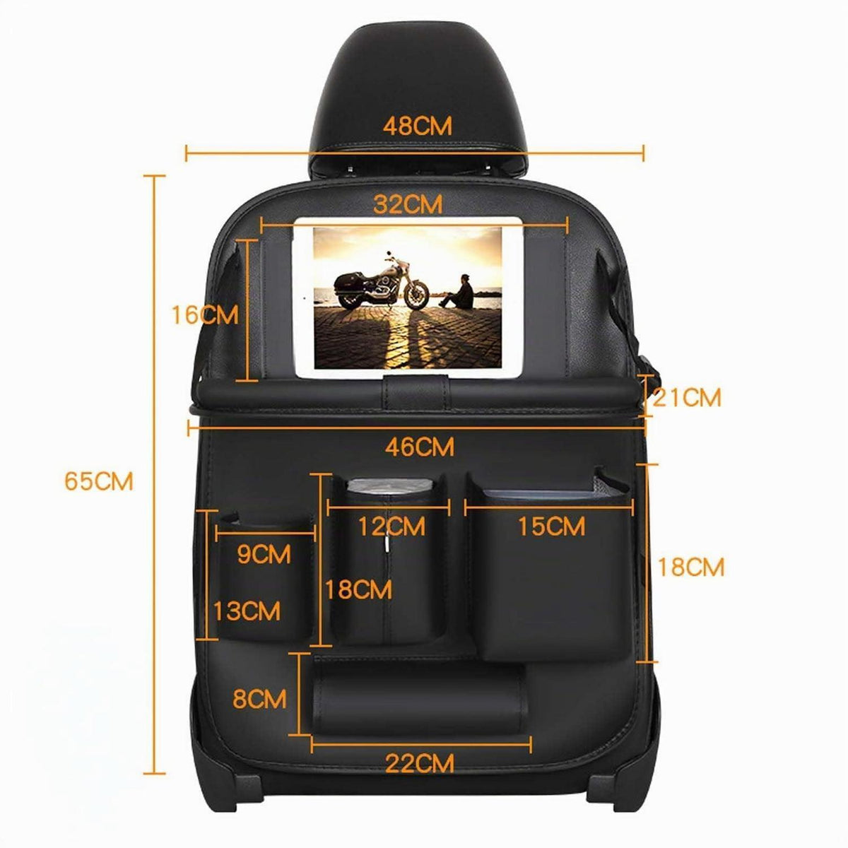 Auto Organizer Kinder mit Klapptisch & Tablet Tasche Schwarz