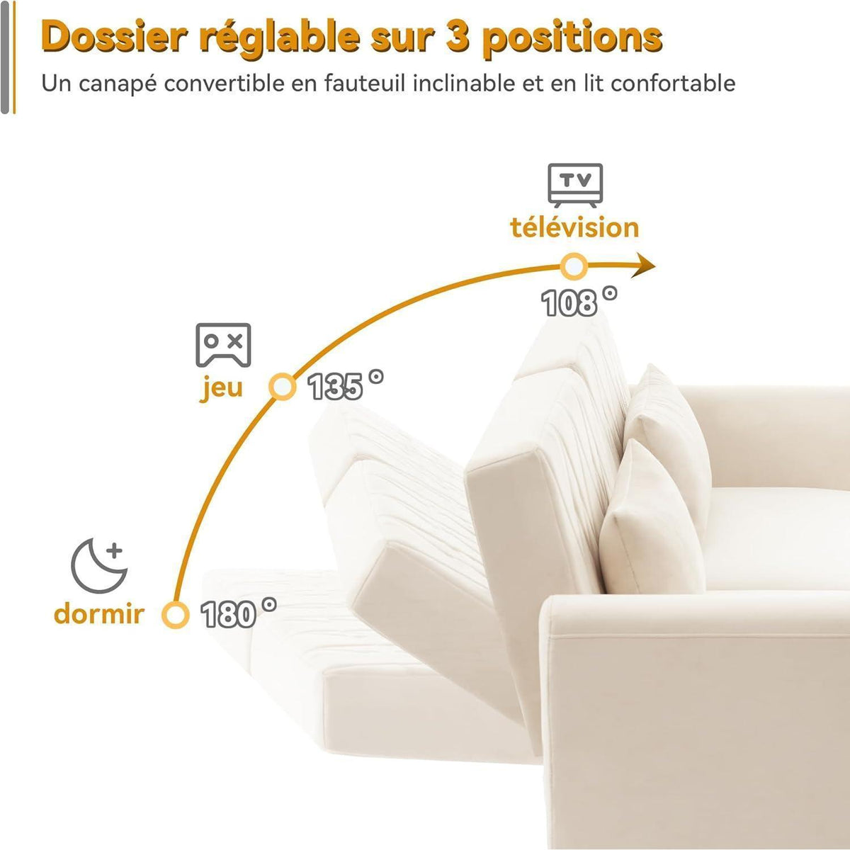 Zweisitzer-Schlafsofa mit Samtbezug – Beige