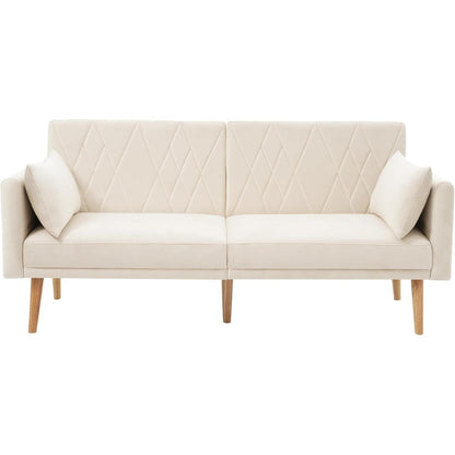 Zweisitzer-Schlafsofa mit Samtbezug – Beige