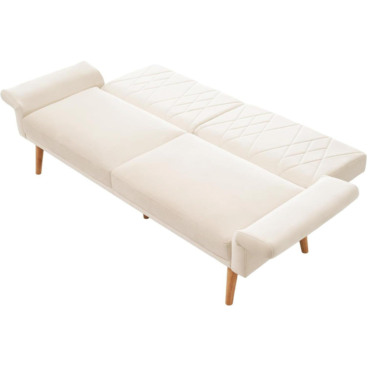 Zweisitzer-Schlafsofa mit Samtbezug – Beige