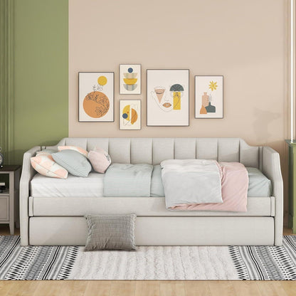Tagesbett 90x200 mit Rollbett, Beige