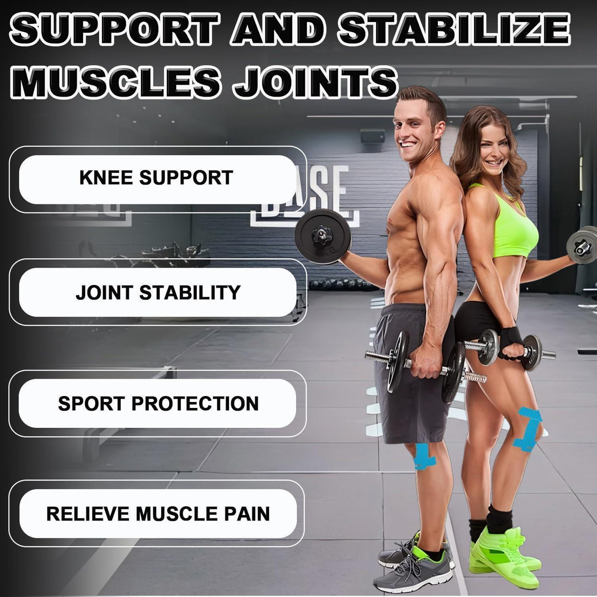 Kinesio Tape Knie Vorgeschnitten – 16 Stück Blau & Rosa