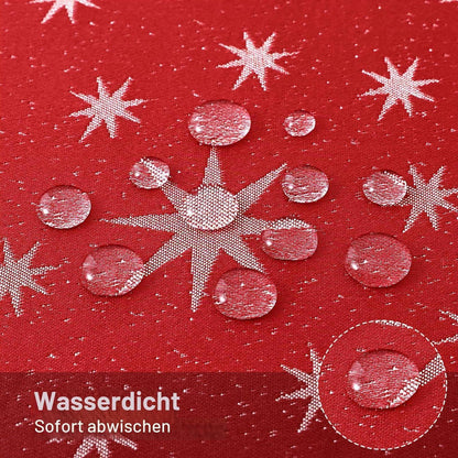 Tischdecke Weihnachten Rot 140x220cm Abwaschbar mit Sternenmuster