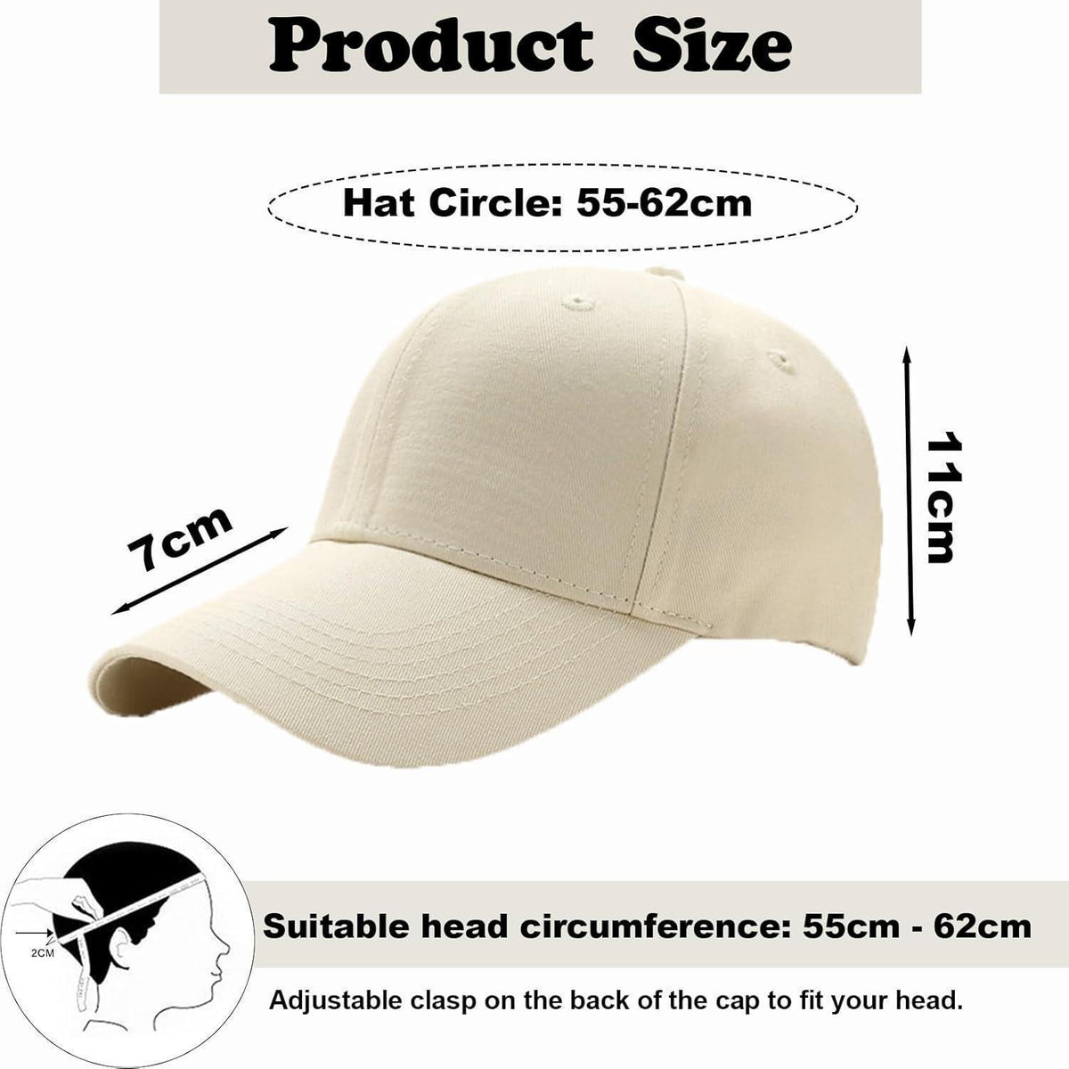 2x Baumwoll Baseball Caps Beige – Verstellbare Schirmmütze