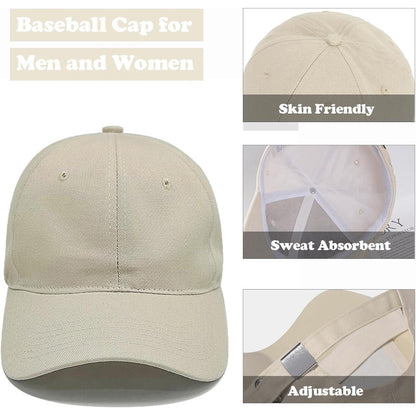 2x Baumwoll Baseball Caps Beige – Verstellbare Schirmmütze