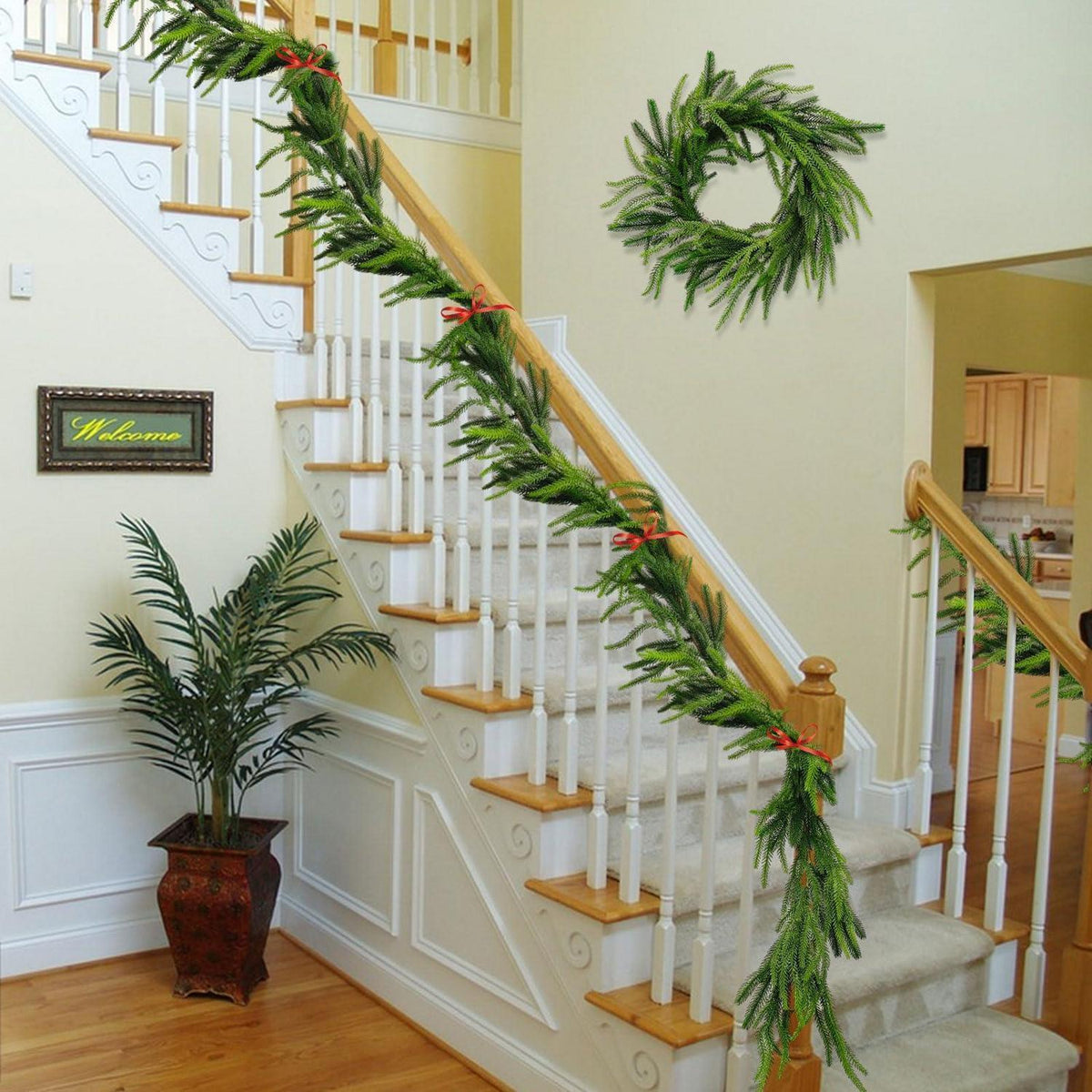 2x 2,7m Norfolk Pine Girlande – Realistische Weihnachtsdeko