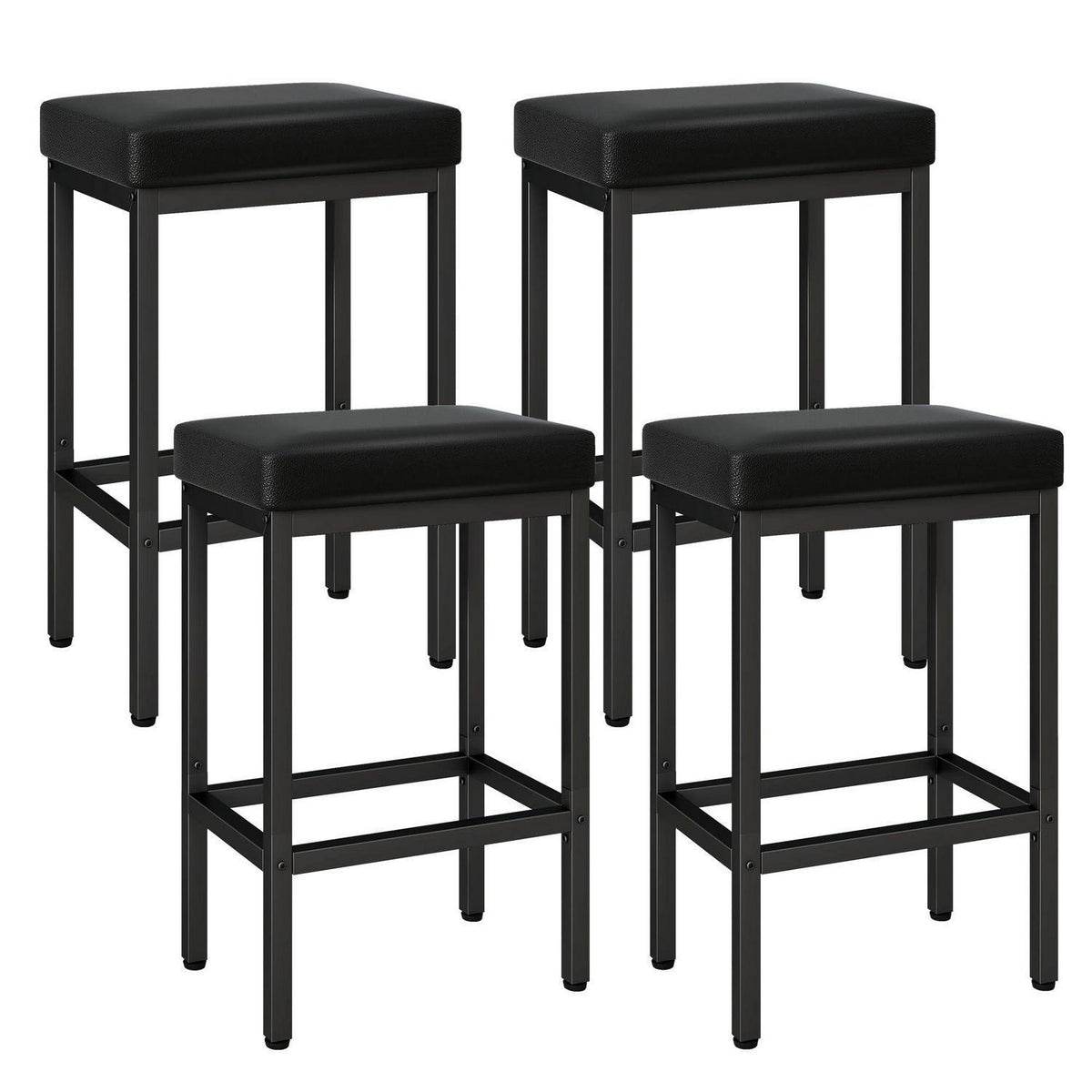 Moderner Barhocker 4er Set – Schwarz, 66 cm Höhe