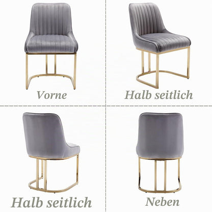 Ya-Home Esszimmerstühle Set Grau – Samt Polsterstühle mit Metallbeinen