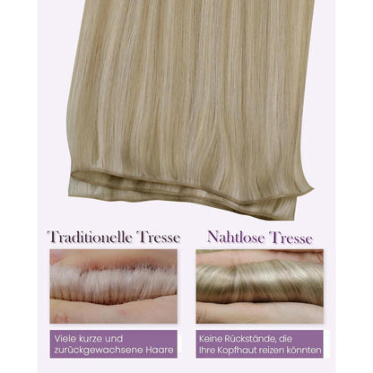 Echthaar Tressen Blond Highlights #16/22 – 45cm zum Einnähen
