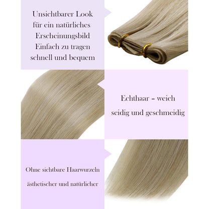 Echthaar Tressen Blond Highlights #16/22 – 45cm zum Einnähen
