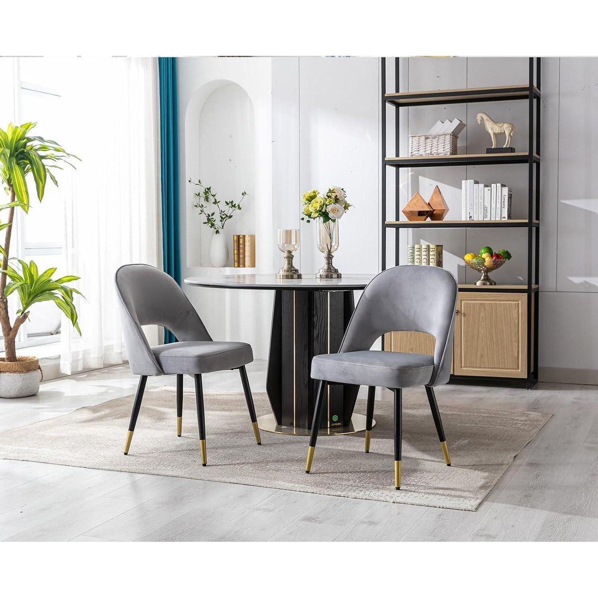 Esszimmerstühle Set 4 Grau – Polsterstühle mit Metallbeinen