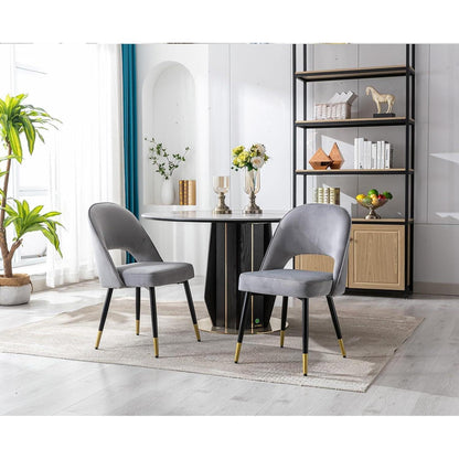 Esszimmerstühle Set 4 Grau – Polsterstühle mit Metallbeinen