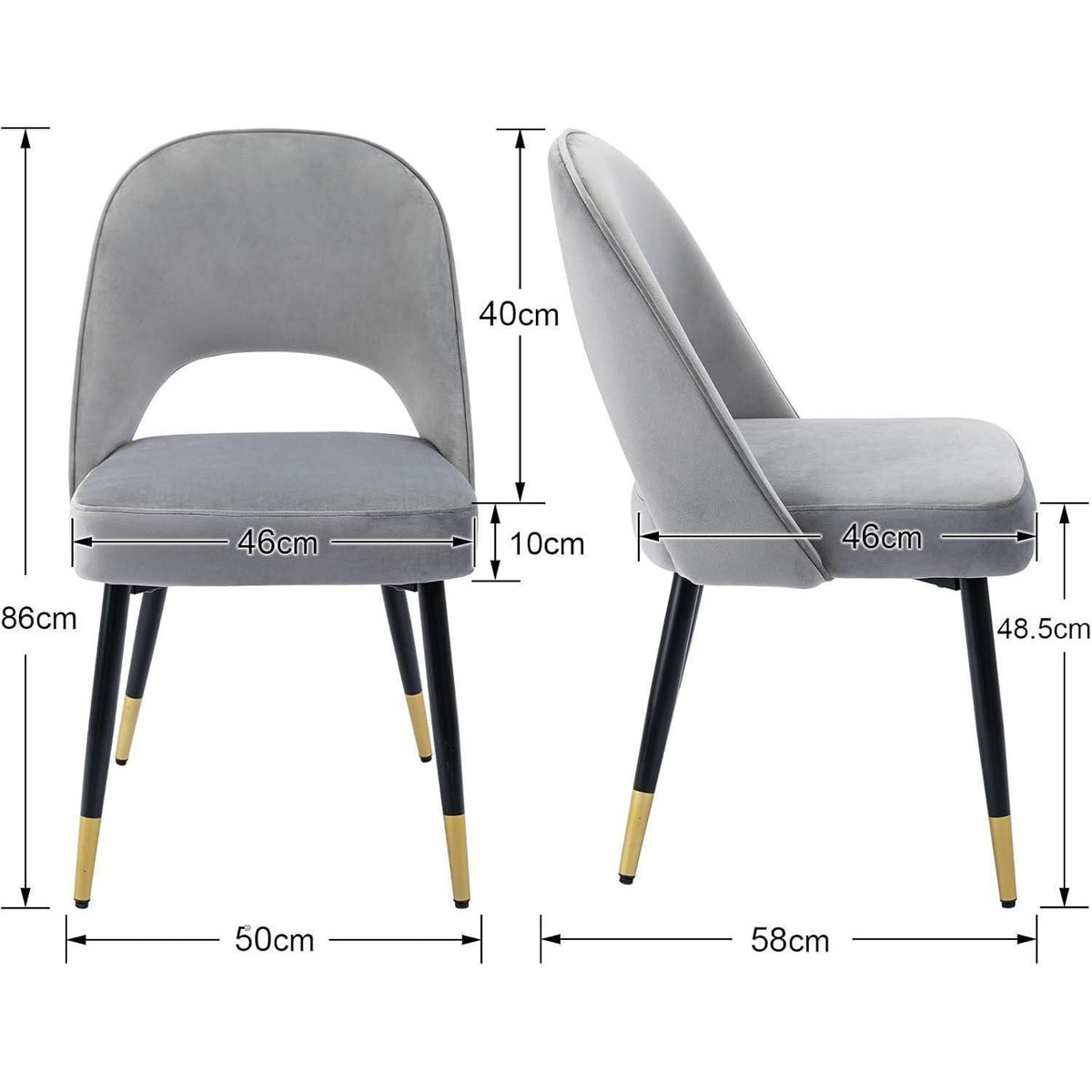 Esszimmerstühle Set 4 Grau – Polsterstühle mit Metallbeinen
