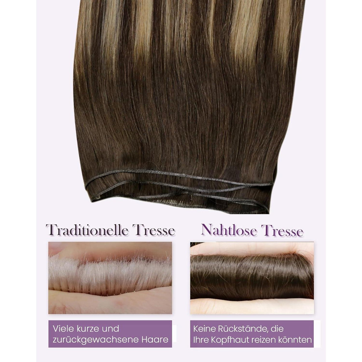 Echthaar Tressen Ombre Dunkelbraun mit Blond 60cm