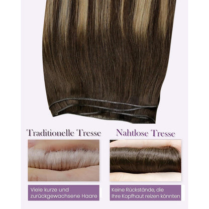 Echthaar Tressen Ombre Dunkelbraun mit Blond 60cm