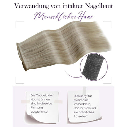 Echthaar Tressen zum Einnähen Blond Aschblond 50cm