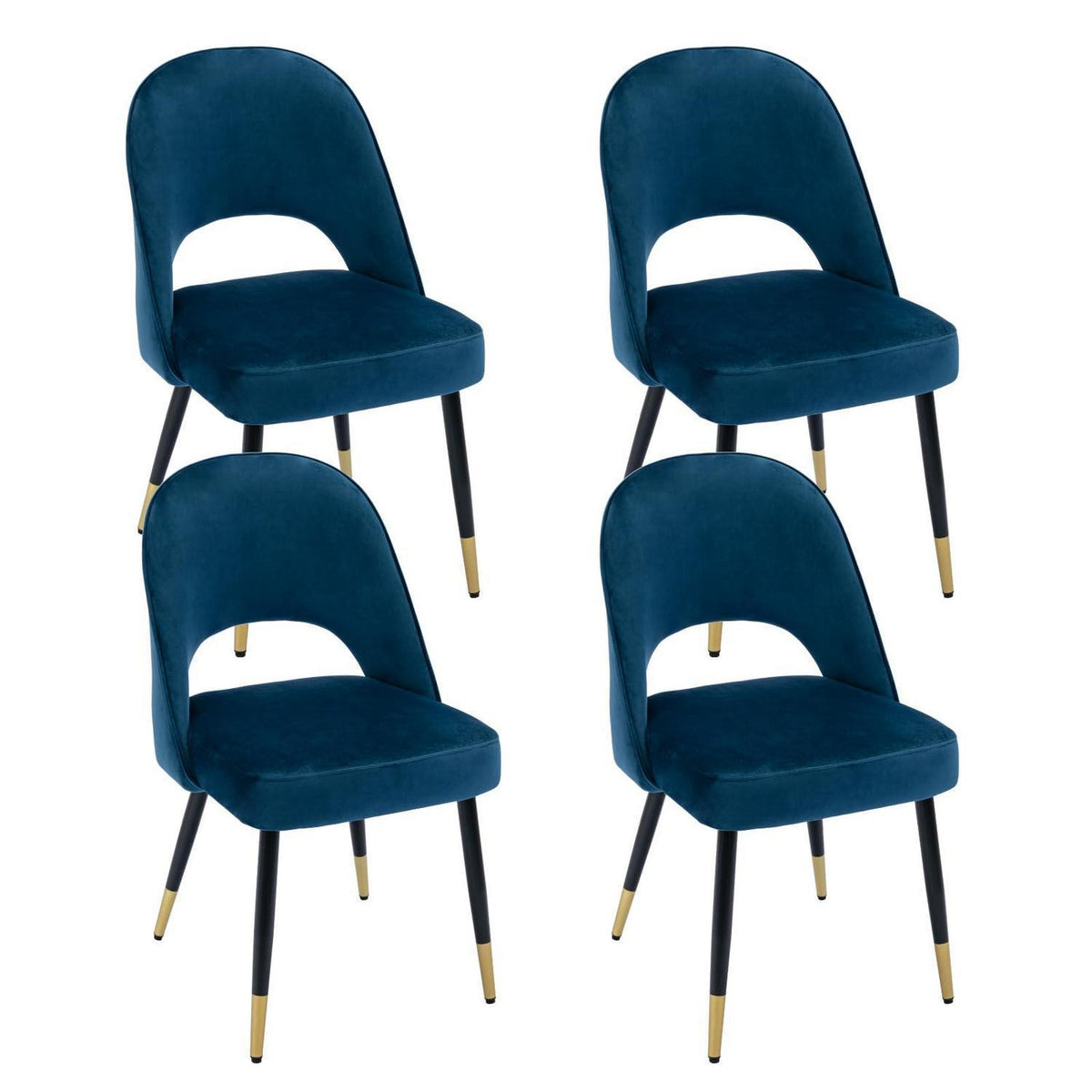 Esszimmerstühle Set 4 Blau, Polsterstuhl mit Metallbeinen