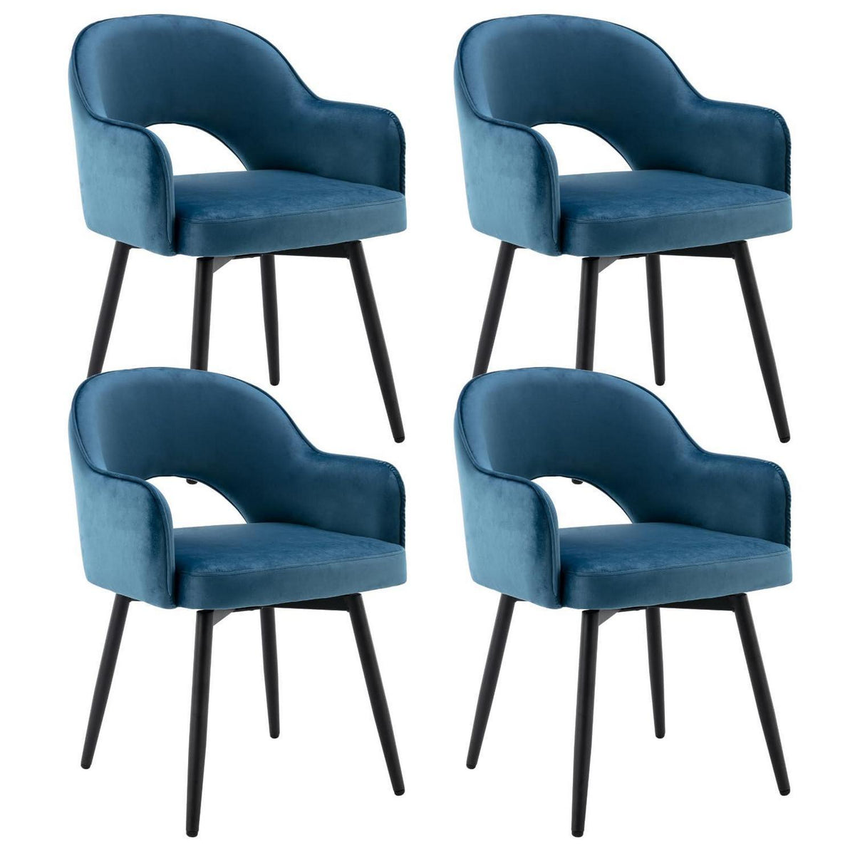 Drehbarer Samt Esszimmerstuhl Set 4er – Blau