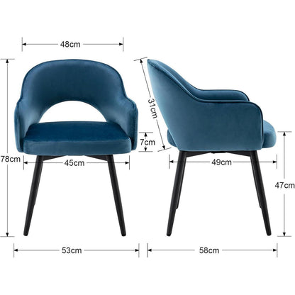 Drehbarer Samt Esszimmerstuhl Set 4er – Blau