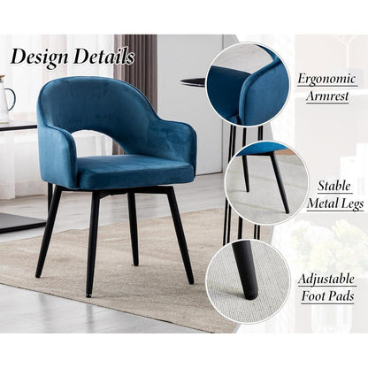 Drehbarer Samt Esszimmerstuhl Set 4er – Blau