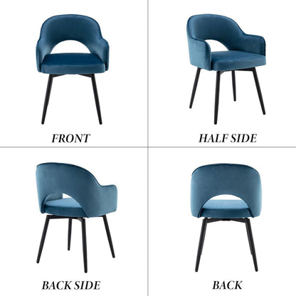Drehbarer Samt Esszimmerstuhl Set 4er – Blau