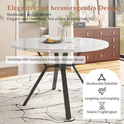 Runder Esstisch Set 4 Personen | Modern & Elegant mit Samtstühlen