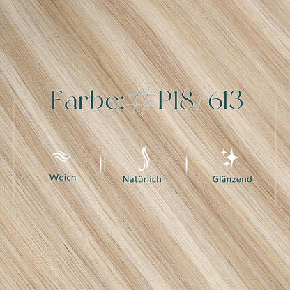 Echthaar Tressen Blond Highlights 55cm - Haarverlängerung
