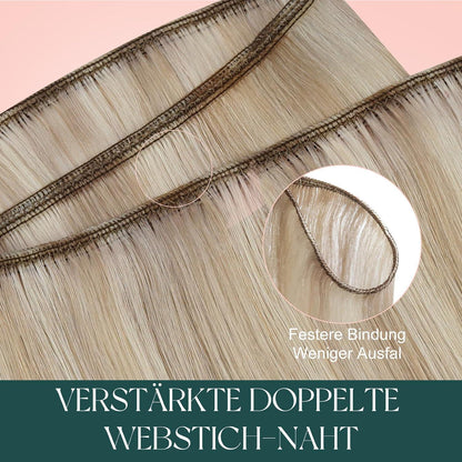 Echthaar Tressen Blond Highlights 55cm - Haarverlängerung
