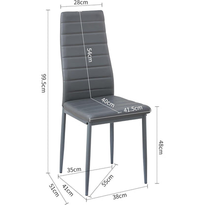 Esszimmergruppe Eiche-Weiß 160cm mit 6 Grau Stühlen in Lederoptik