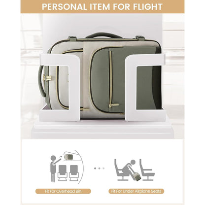 Handgepäck Rucksack 40L Flugzeug mit Laptopfach 17.3 Zoll Bohnengrün-beige