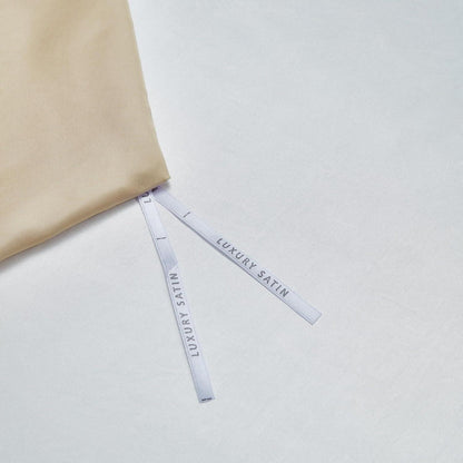 Satin Bettwäsche Set 200x220 Beige/Weiß – Deluxe Wendebettwäsche