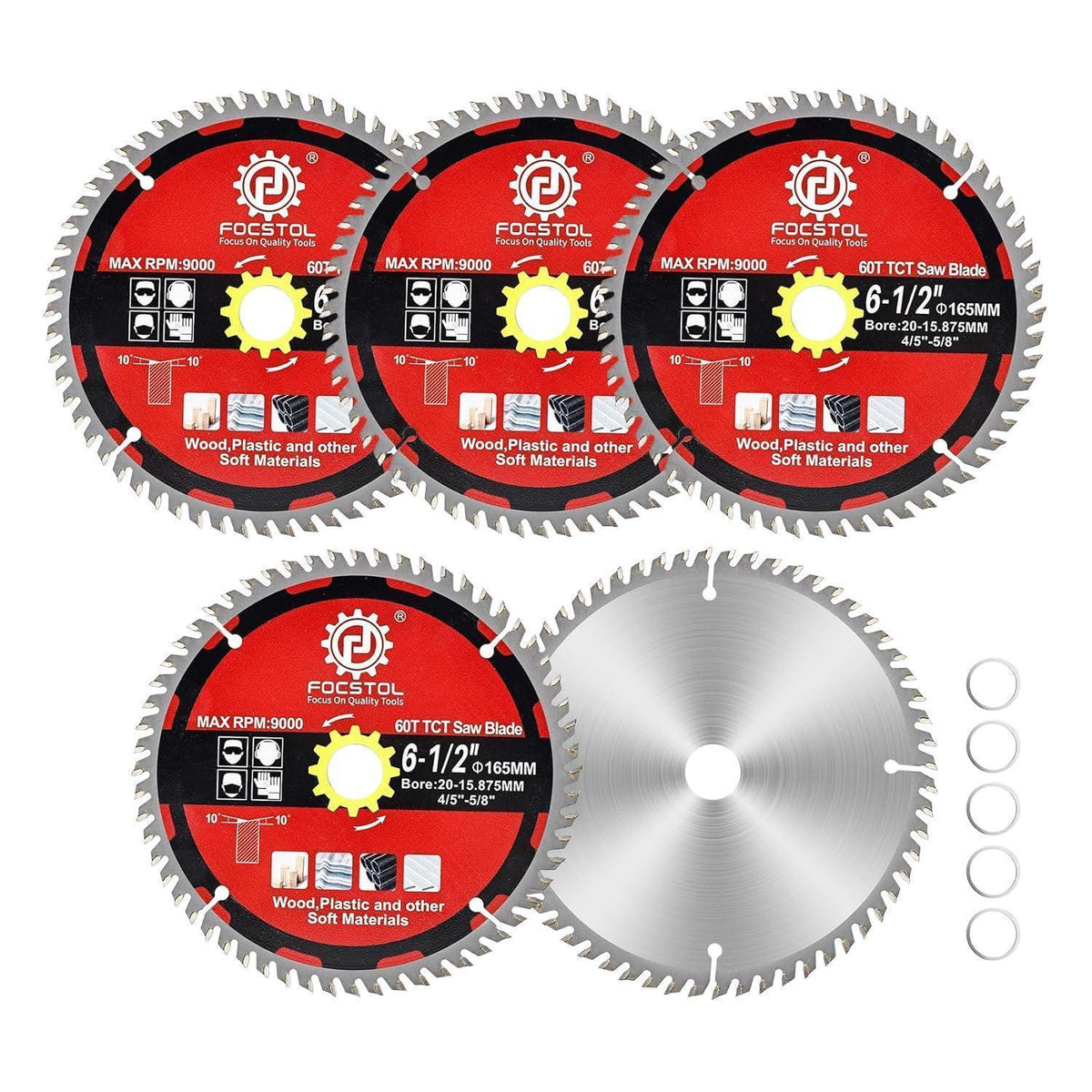 Kreissägeblatt Holz 165mm 60 Zähne 5er Set für Weichmaterialien