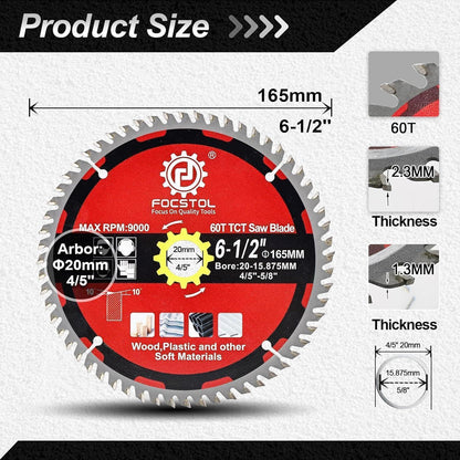 Kreissägeblatt Holz 165mm 60 Zähne 5er Set für Weichmaterialien
