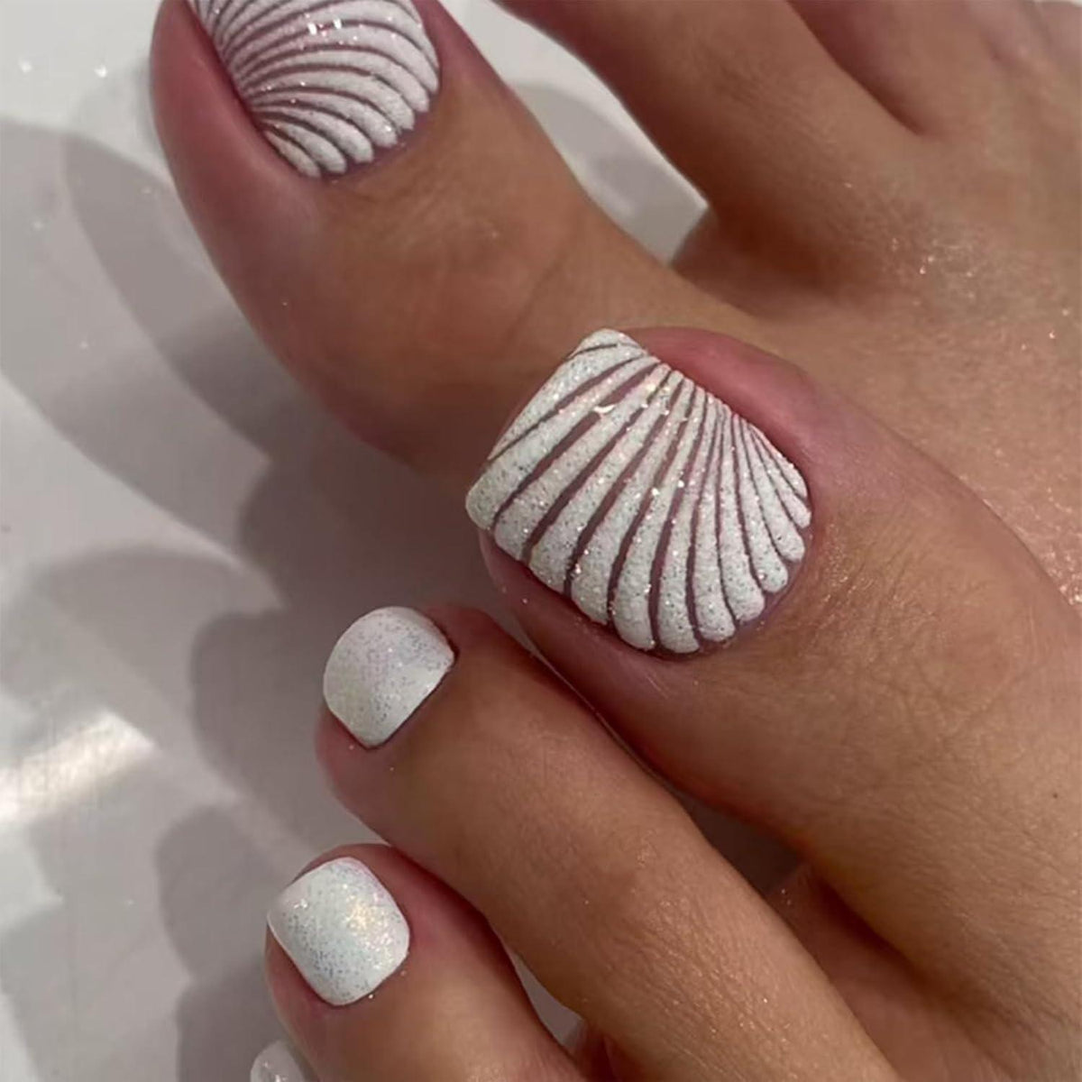 Rosa Katzenaugen Fußnägel - 24 Stück Künstliche Zehennägel