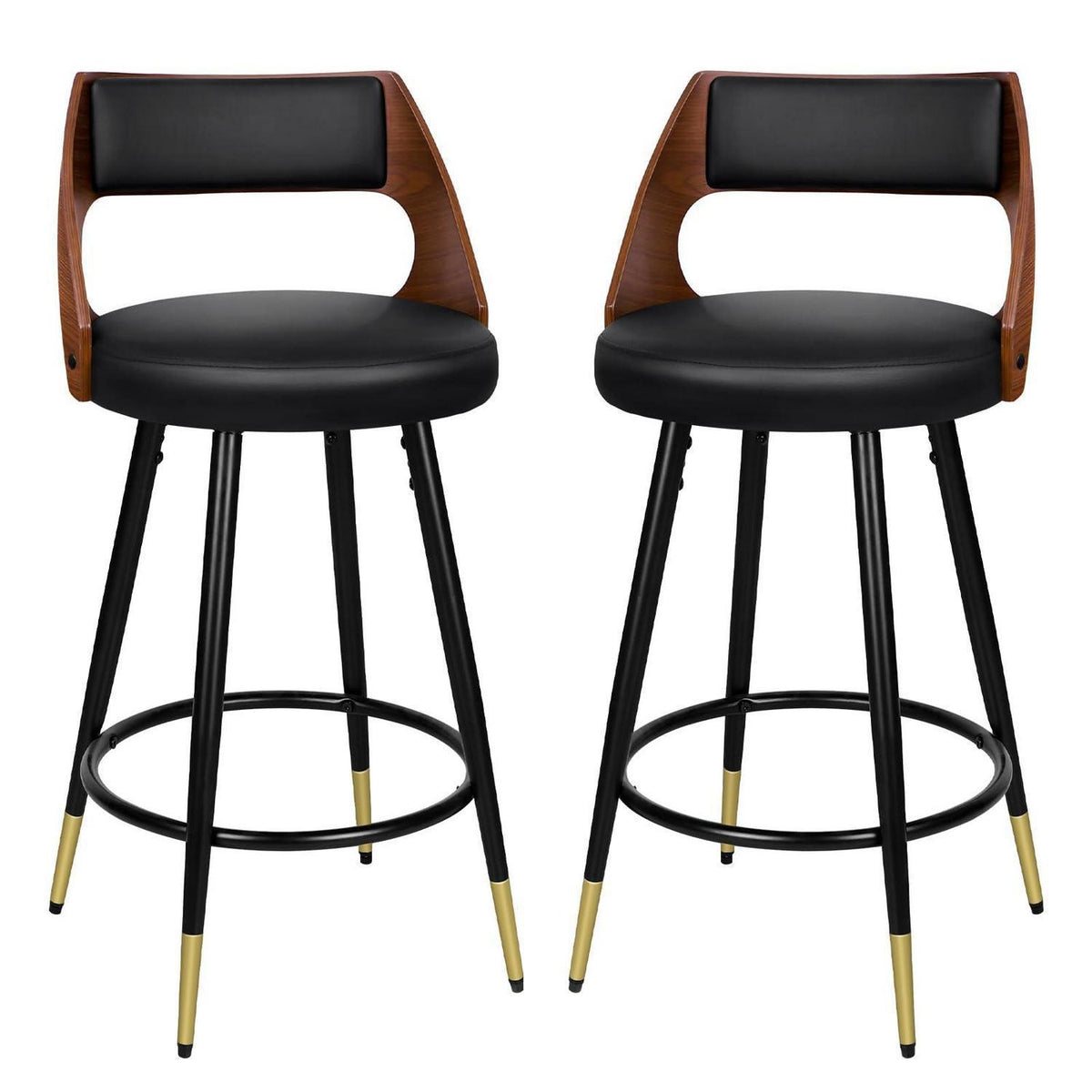 Moderner Barhocker-Set (2x) – 65cm Küchenhöhe, Schwarz