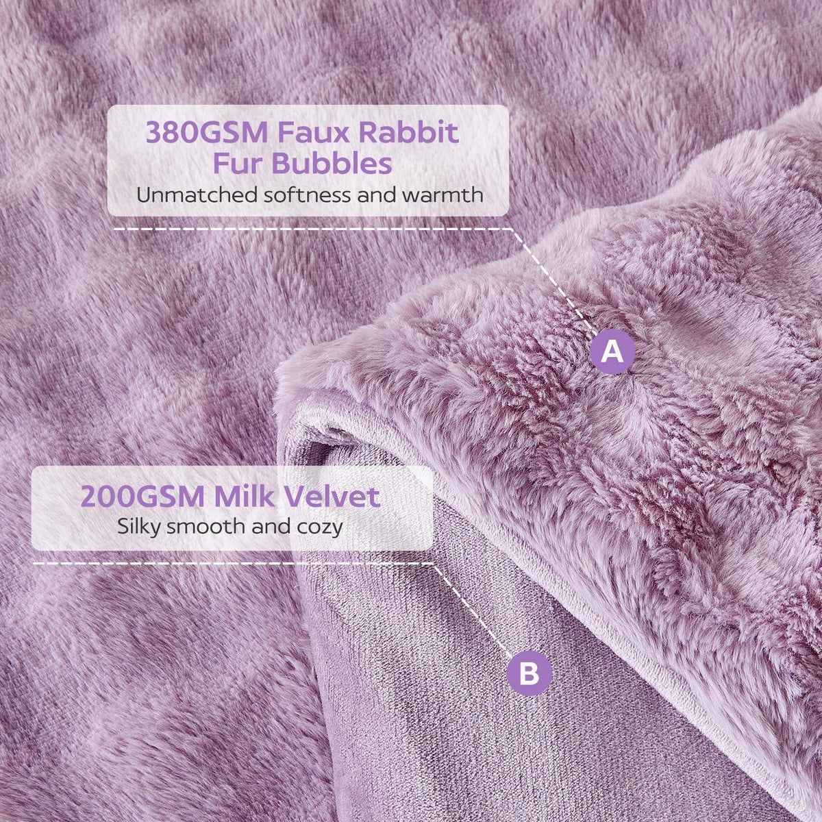 Flauschiges Lavendel Bettwäsche-Set für Doppelbett
