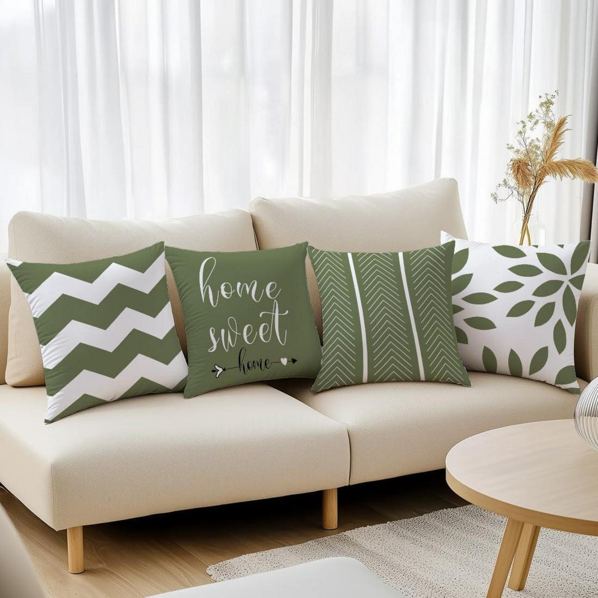 Grüne Kissenbezüge 40x40 cm – Set aus 4 | Geometrisches Design