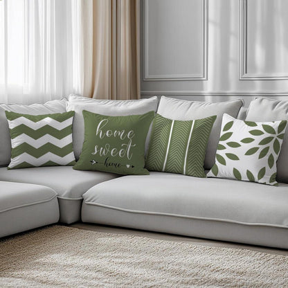 Grüne Kissenbezüge 40x40 cm – Set aus 4 | Geometrisches Design