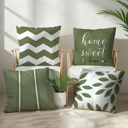 Grüne Kissenbezüge 40x40 cm – Set aus 4 | Geometrisches Design