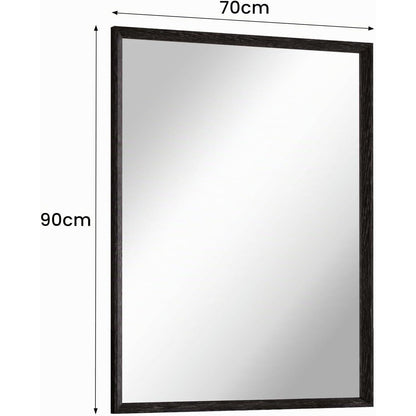 Wandspiegel Schwarz Rechteckig 70x90cm mit Holzoptik Rahmen