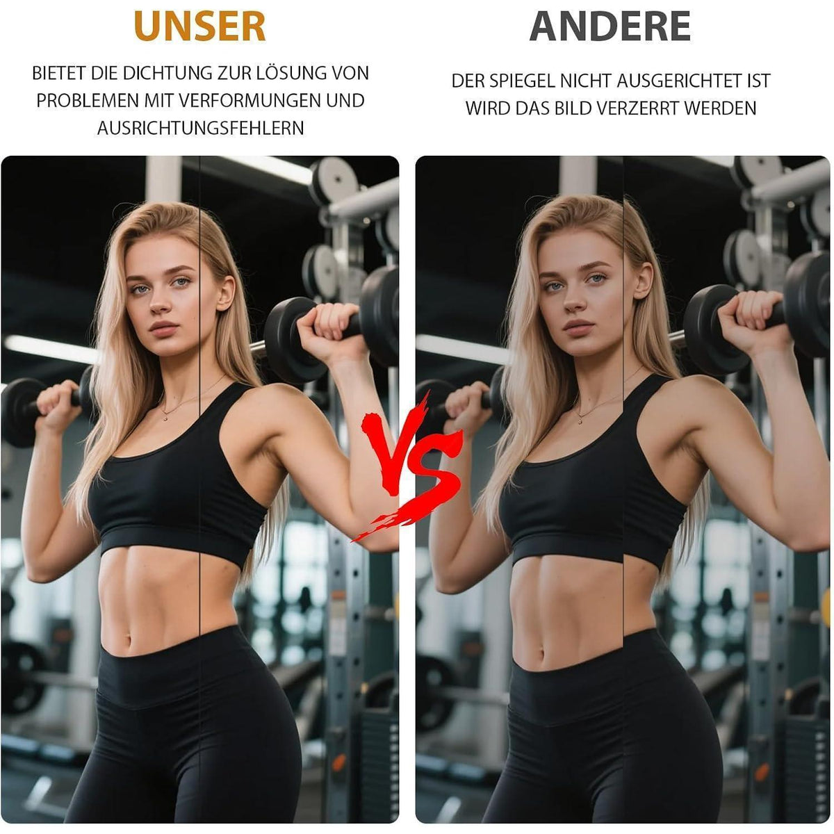 Rahmenloser Wandspiegel 120x60cm - 2er Set für Fitness & Co.