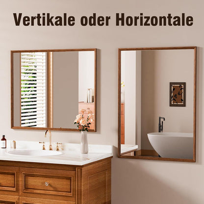 Vintage Wandspiegel Braun 60x90 cm - Rechteckiger Kosmetikspiegel