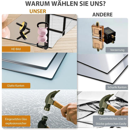 Rahmenloser Wandspiegel 140x42cm - 2er Set für Fitness & Co.