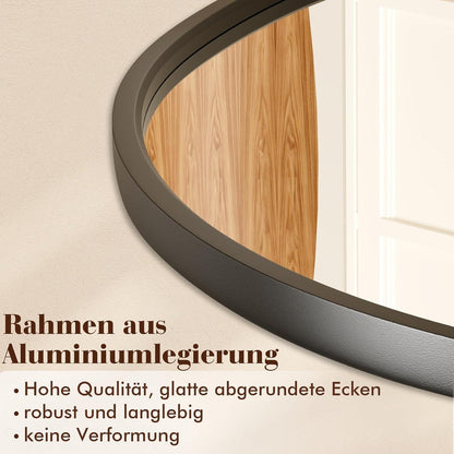 Asymmetrischer Wolkenspiegel Schwarz 60x90cm – Gehärtetes Glas