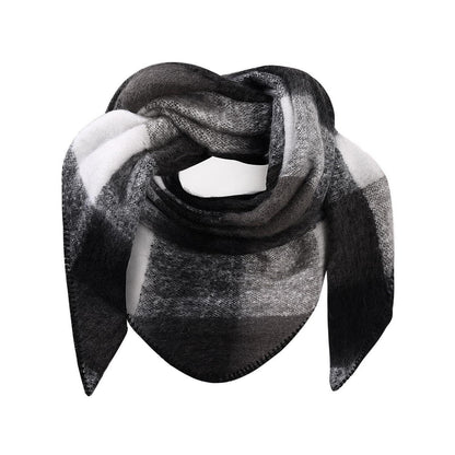 Winter Dreieckstuch Damen Tartan Schwarz-Weiß Schal Wrap