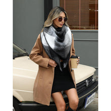 Winter Dreieckstuch Damen Tartan Schwarz-Weiß Schal Wrap